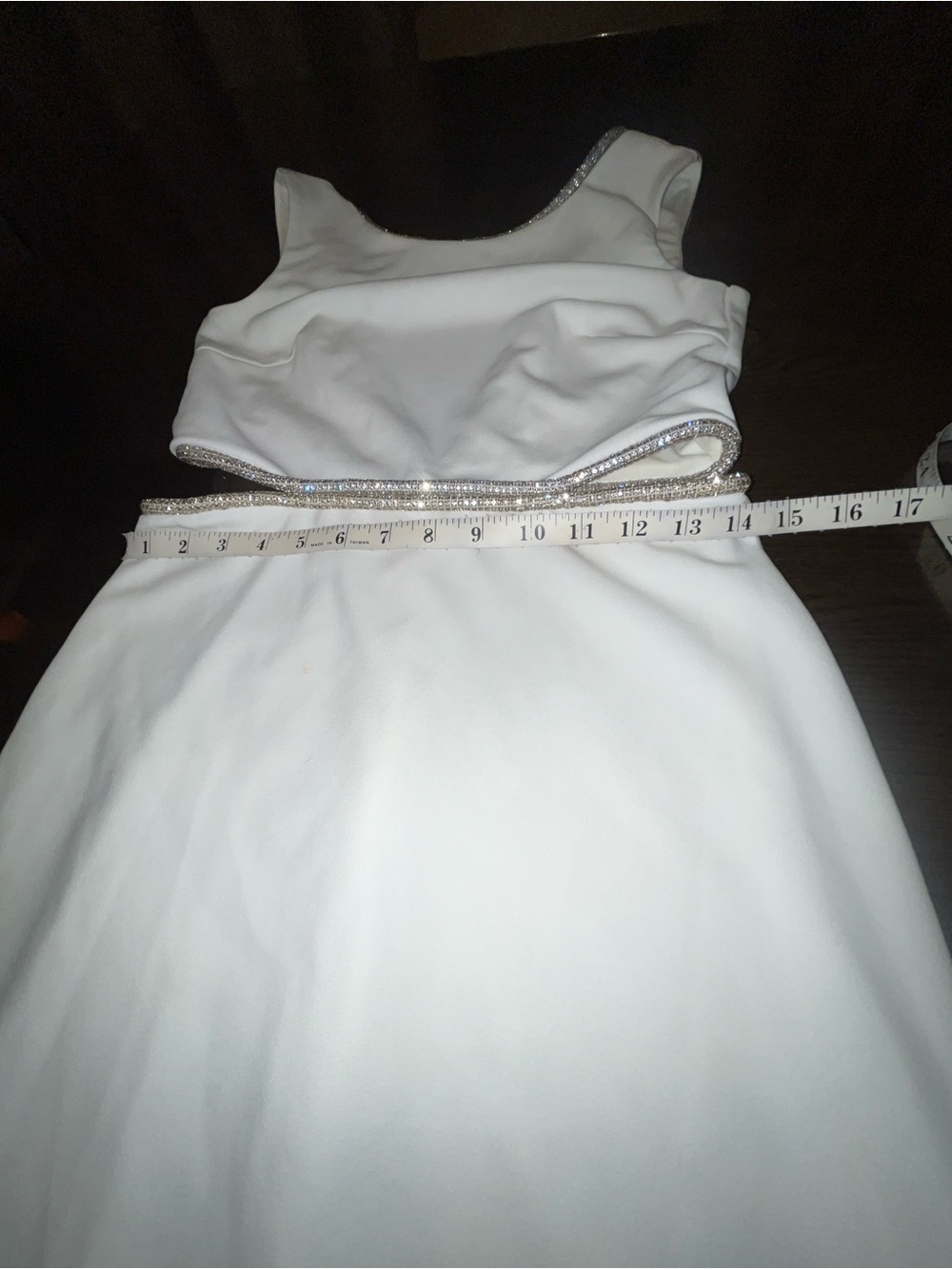 Fashion Nova White Cut Out Backless Gown w/Silver Accents Size M Medium Bridal - Picture 7 of 16